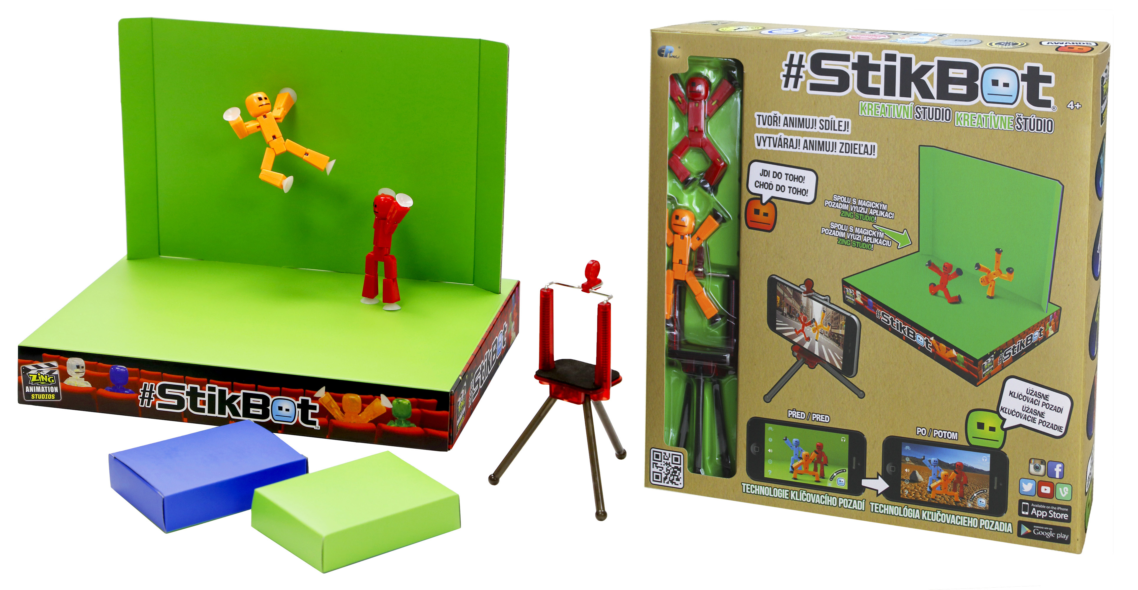 StikBot studio-sada s klíčovacím pozadím